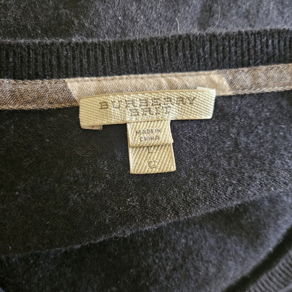 Burberry Brit Cashmere Wool Black Checkered Long Sleeve Sweater Sz. L - Picture 5 of 6